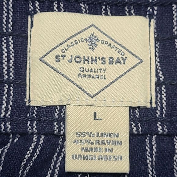 St John's Bay Womens Shorts Large Linen Blend Navy Stripe Beach Party Outdoor - Picture 5 of 9